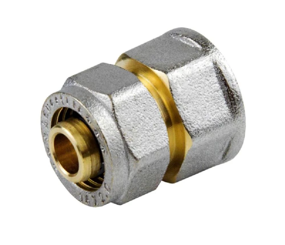 Муфта Aquasfera 7002 Дн16х3/4″ Ру16 соединительная компресс-внутренняя резьба, для металлопластиковых труб, латунь