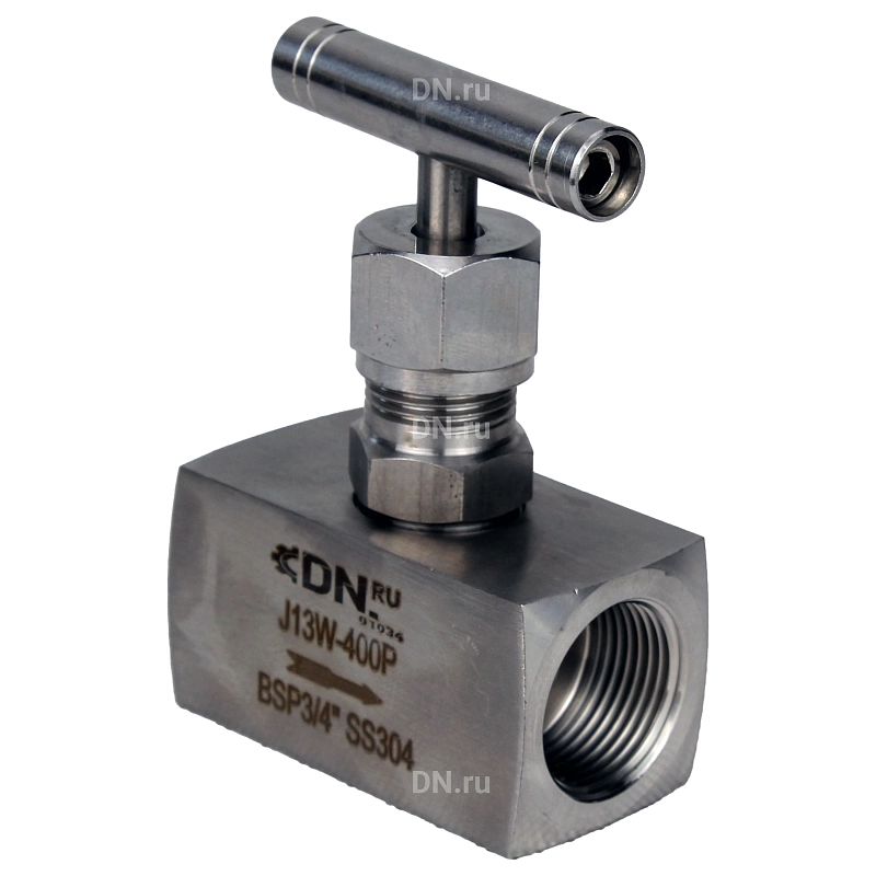 Клапан игольчатый VN3131M-T-Ht 1/4″ Ду8 Ру400 резьбовой, корпус - нержавеющая сталь 304, уплотнение - металл, с Т-образной рукояткой