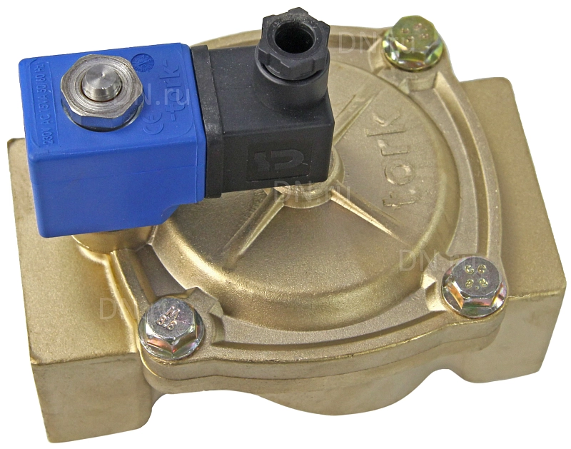 Клапан электромагнитный соленоидный двухходовой отсечной Tork S1010 1 1/2″ Ду40 Ру12 пилотного действия, нормально-закрытый (НЗ), корпус - латунь, уплотнение - NBR, катушка 220B
